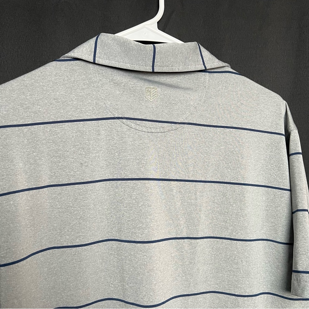 Rule 18- Men’s Golf Polo- Gray & Blue Stripe- Large - Picture 6 of 9